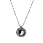 Stainless Steel Enamel Pendant Necklaces for Men, Antique Silver