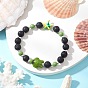 Браслеты из натуральной лавы и окрашенных синтетических бирюзовых бусин для мужчин и женщин, черепаха и морская звезда