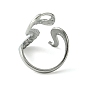 304 Stainless Steel Open Cuff Ring, Hollow Snake