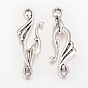 Tibetan Style S-Hook Clasps, 37x12x1.5mm, Hole: 2~3mm