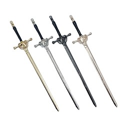 Horquilla de aleación de flujo su espada, tocado de disfraz antiguo, horquilla, colgante de galvanoplastia, espada