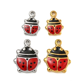 304 Stainless Steel Enamel Pendants, Ladybug Charm