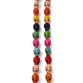 Synthetic Turquoise Beads Strands, Dyed, Skull