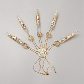 Браслет из сплава цветов с когтями на кончиках ногтей, браслеты с кольцами для женщин