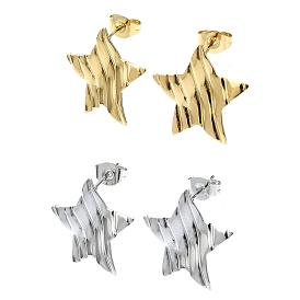 201 Stainless Steel Stud Earrings, with 304 Stainless Steel Pins, Twist Star