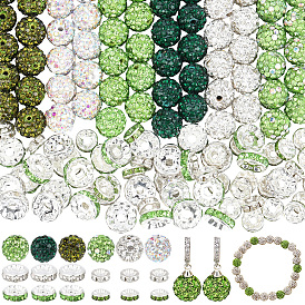 Наборы для изготовления браслетов из бусин своими руками ко Дню Святого Патрика, в том числе бусины из полимерной глины со стразами, железные и латунные дистанционные бусины со стразами, Эластичная кристальная нить