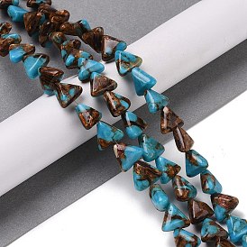 Brins de perles assemblés en bronzite et turquoise synthétique, triangle