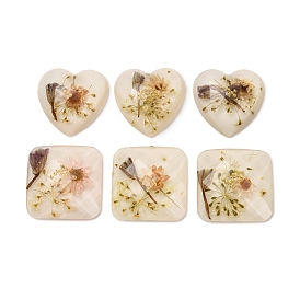 Прозрачные смолы кабошоны, со цветком внутри 