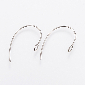 Ion Plating(IP) 304 Stainless Steel Earring Hooks, with Vertical Loop