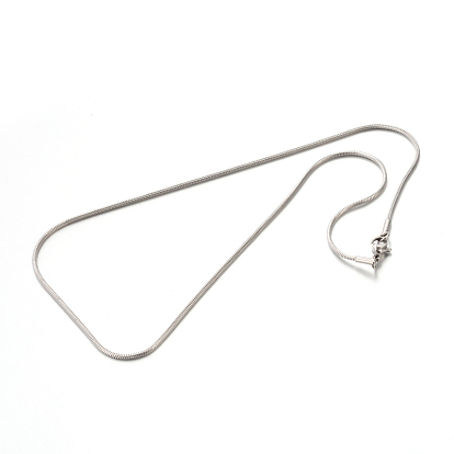 1.5mm 201 Stainless Steel Round Snake Chain Necklaces for Women Men, with Lobster Claw Clasps