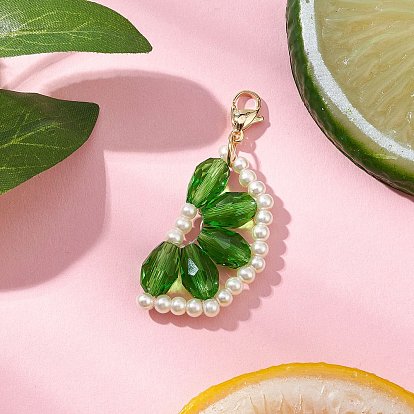 Подвесные украшения из оранжевого стекла и стеклянных бусин, с 304 из нержавеющей стали Lobster Claw застежками