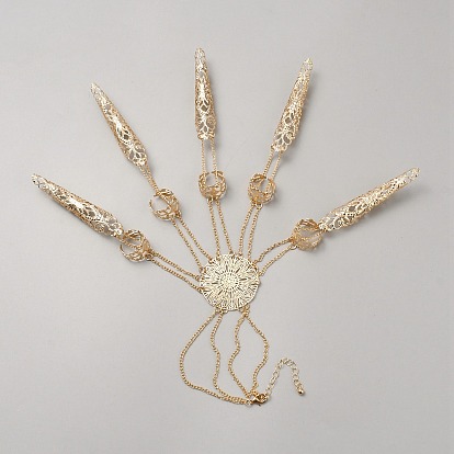 Браслет из сплава цветов с когтями на кончиках ногтей, браслеты с кольцами для женщин