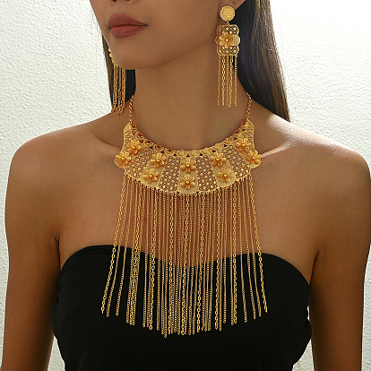 Роскошные железные серьги и ожерелья в ближневосточном стиле с цветочными кисточками для женщин