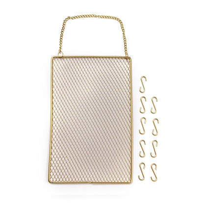 Présentoir de boucle d'oreille mural en forme de grille de fer, organisateur de bijoux suspendu, pour boucles d'oreilles & colliers & bracelets, rectangle
