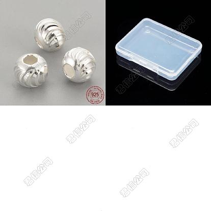 925 perles en argent sterling, fantaisie ronde de coupe