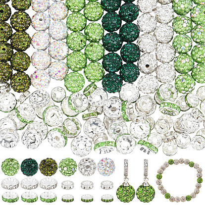 Наборы для изготовления браслетов из бусин своими руками ко Дню Святого Патрика, в том числе бусины из полимерной глины со стразами, железные и латунные дистанционные бусины со стразами, Эластичная кристальная нить