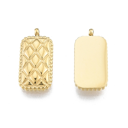 Ion Plating(IP) 304 Stainless Steel Pendants, Rectangle with Rhombus