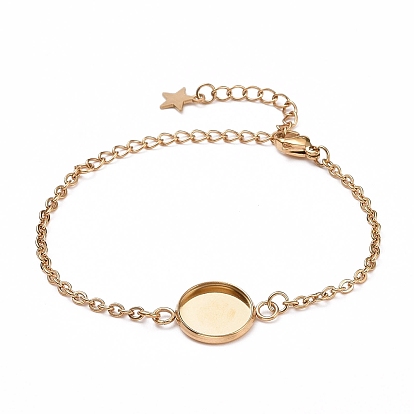 304 изготовление браслетов из нержавеющей стали, с карабин-лобстерами , кабельные цепи и плоские круглые кабошоны