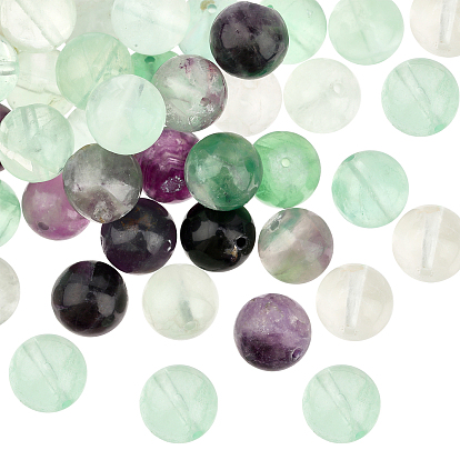 2 Strands Natural Rainbow Fluorite Bead Strands, Round