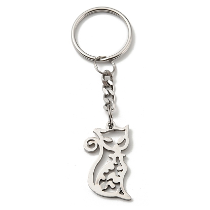 304 Stainless Steel Keychain, Cat