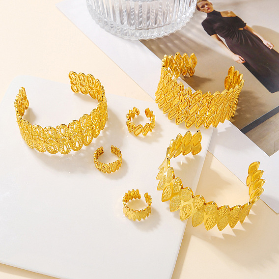 Наборы из сплава браслетов-манжет и колец-манжет