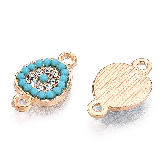 Alloy Rhinestone Links Connectors, with Resin, Drop, Dark Turquoise