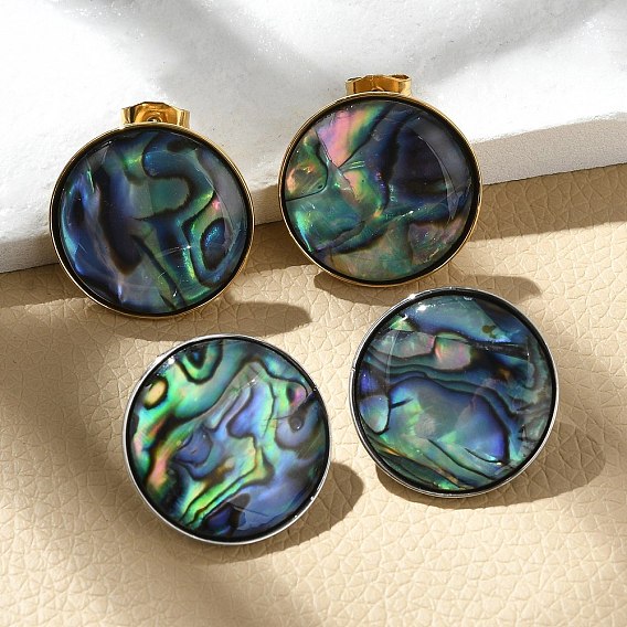 304 из нержавеющей стали серьги, с оболочкой, ионное покрытие (ip), плоско-круглые