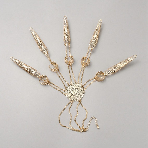 Браслет из сплава цветов с когтями на кончиках ногтей, браслеты с кольцами для женщин