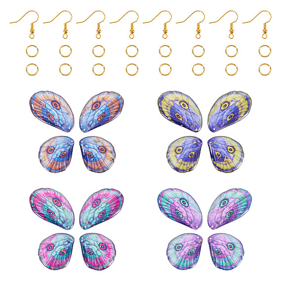 Наборы для создания подвесных сережек своими руками, в том числе 4 наборы подвесок из эпоксидной смолы, 20шт. латунные крючки для серег и 40шт. соединительные кольца