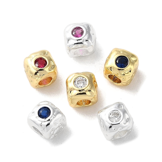 Латунные микро проложить кубического циркония бусы, без кадмия, без никеля и без свинца, квадратный