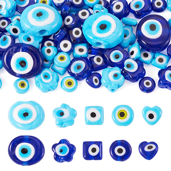68 stücke 10 stile handgemachte böse auge lampwork perlen, Mischform