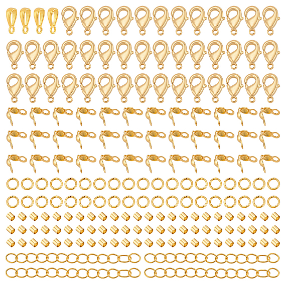 Набор ювелирных изделий diy, включая латунные открытые соединительные кольца, застежки-карабины, наконечники для бусин, обжимные бусины и цепочки якорного плетения., 925 шкентель стерлингового серебра поручительств