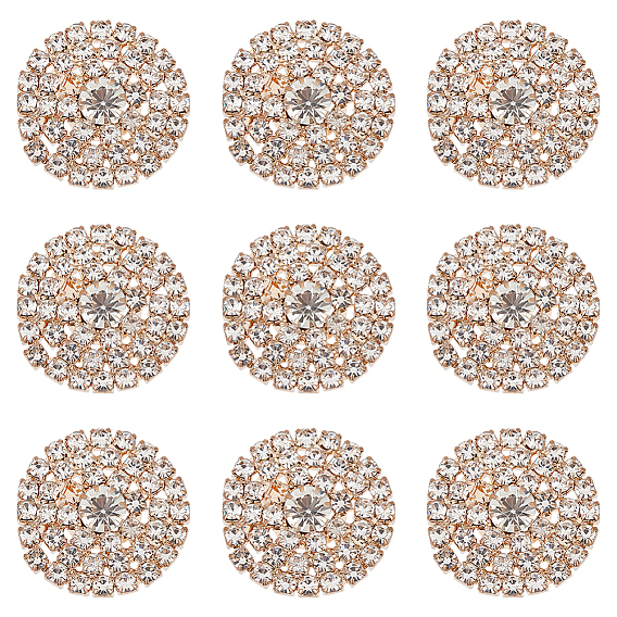 12 Кабошоны из сплава со стразами, плоско-круглые, аксессуары для одежды