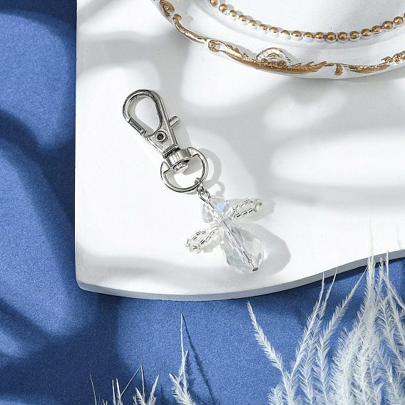 Стеклянные подвески в виде ангела, поворотные застежки из сплава для украшений сумок