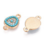 Alloy Rhinestone Links Connectors, with Resin, Drop, Dark Turquoise