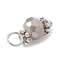 Glass Charms, with Antique Silver Alloy Loops, Faceted Rondelle