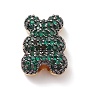 Brass Micro Pave Cubic Zirconia Beads, Platinum/Real 18K Gold Plated, Bear
