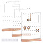 3Pcs Acrylic Earring Display Stands, Rectangle, with 3Pcs Wood Display Stands