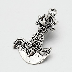 Dorje Vajra Brass Buddhist Pendants, Cadmium Free & Nickel Free & Lead Free, 33x20x12mm, Hole: 2mm