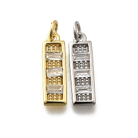 Латунные микро проложить кубического циркония подвески, прямоугольник амулеты, без свинца и без кадмия, долговечный, стойки покрытие, с целью перехода в кольце