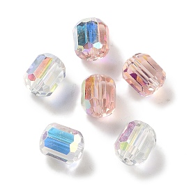 Electroplate Column Glass Beads, AB Color Plated, Faceted