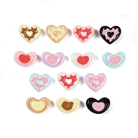 Resin Cabochons, with Enamel, Heart