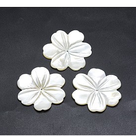 Fleurs naturelles perles de coquillage blanc, perles en nacre