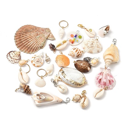 50Pcs Natural Mixed Shell Charms and Pendant Decoration Kits, Mixed Shapes