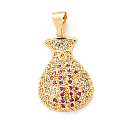 Brass Micro Pave Cubic Zirconia Pendants, Long-Lasting Plated, Bag