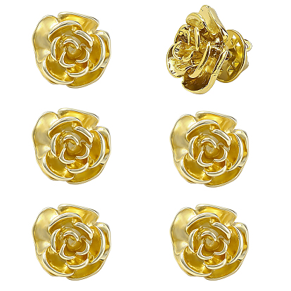 6Pcs Rose Flower Alloy Lapel Pin Backs for Backpack Clothes