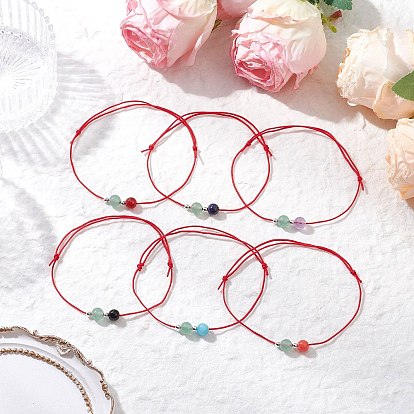 6шт. браслеты из натуральных драгоценных камней для мужчин и женщин, с регулируемой плетеной нейлоновой нитью