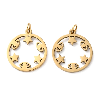 Ионное покрытие (ip) 304 подвески из нержавеющей стали, с целью перехода в кольце, лазерная резка, кольцо с подвеской в виде звезды и глаза