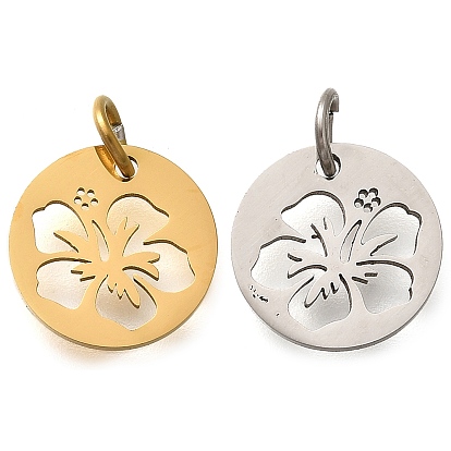 304 прелести нержавеющей стали, с целью перехода в кольце, плоская круглая с подвеской в виде цветка, лазерная резка, ионное покрытие (ip)