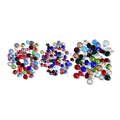 Glas Strass Cabochons, wies zurück, facettiert, Runde